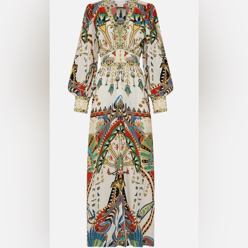 Valley Of The Queens Flowy Shaped Waistband Dress With Gathered Sleeves - Picture 4 of 9